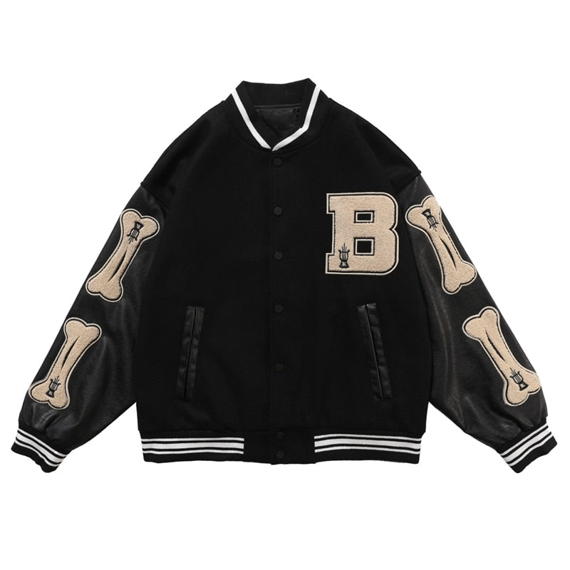 Black Varsity Bomber Jacket